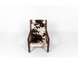 Fauteuil en acajou et assise peau de vache 1950