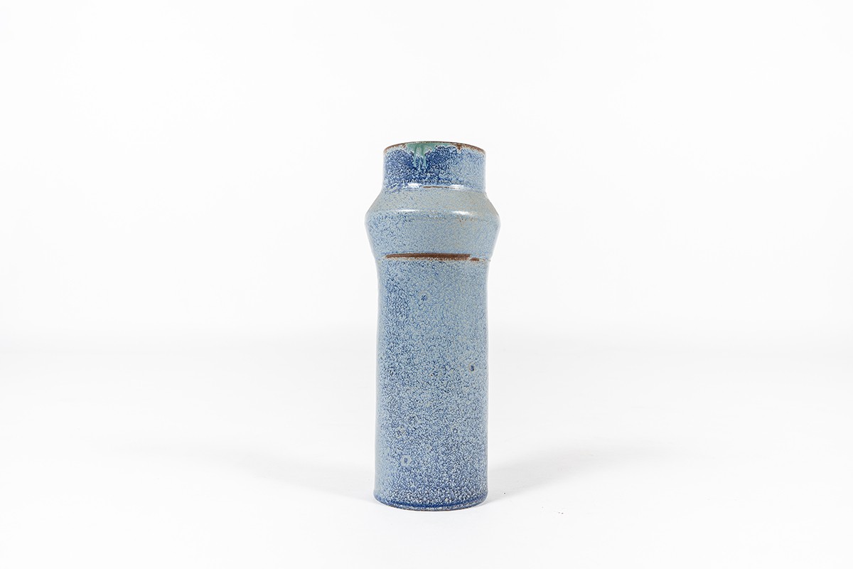 Vase en grès bleu design danois 1960