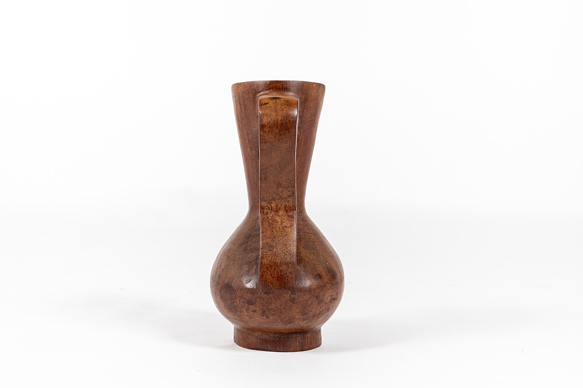 Monoxyl vase in solid mahogany African design 1950