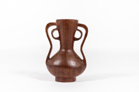 Vase monoxyle en acajou massif design africain 1950