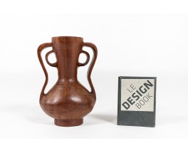 Monoxyl vase in solid mahogany African design 1950