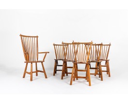 Chaises et fauteuil Ster Gelderland en chêne design Pays-Bas 1960