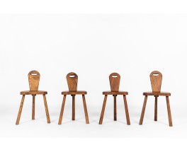Chairs in oak brutalist design 1950 set of 4