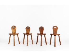 Chairs in oak brutalist design 1950 set of 4