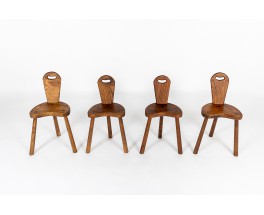 Chairs in oak brutalist design 1950 set of 4