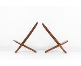 Palaver armchairs in wood African design 1950 set of 2