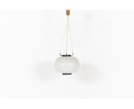 Bruno Gatta pendant light in opaline edition Stilnovo 1946