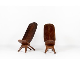 Palaver armchairs in wood African design 1950 set of 2