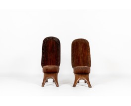 Palaver armchairs in wood African design 1950 set of 2