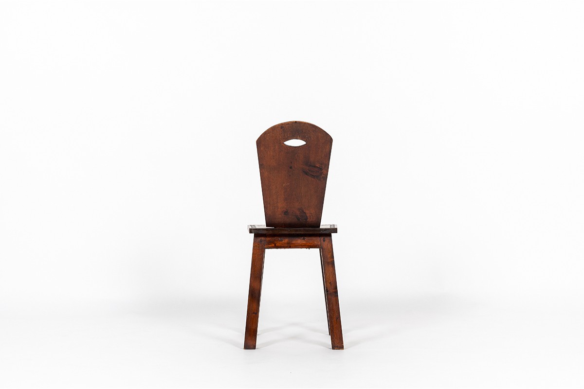Chaise en sapin design breton 1950