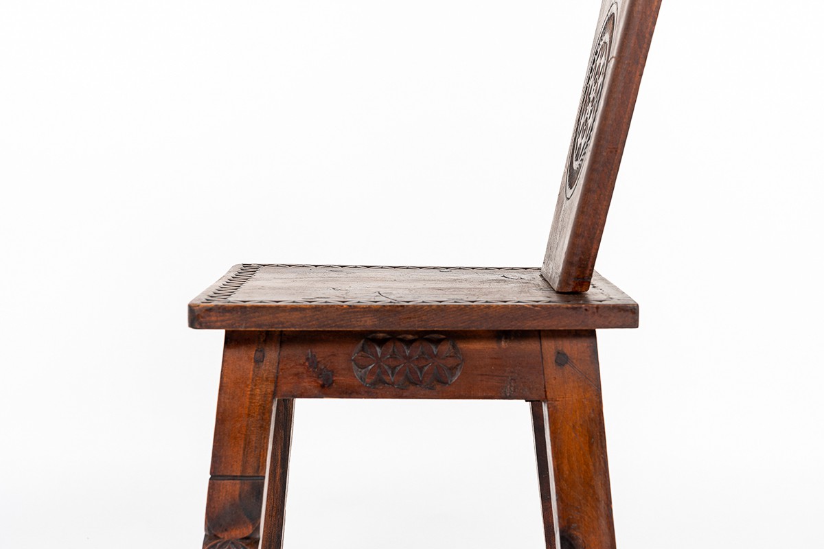 Chair in pine Breton design 1950