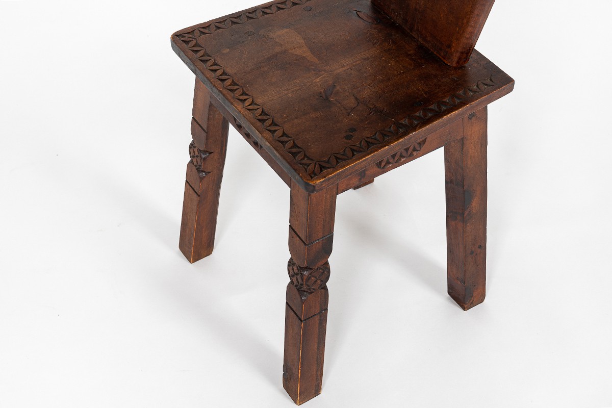 Chair in pine Breton design 1950