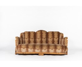 Sofa in burl walnut and Pierre Frey fabric 1930