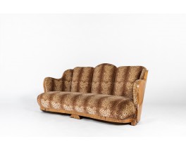 Sofa in burl walnut and Pierre Frey fabric 1930