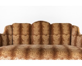 Sofa in burl walnut and Pierre Frey fabric 1930