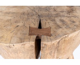 Pedestal table in oak brutalist design 1950