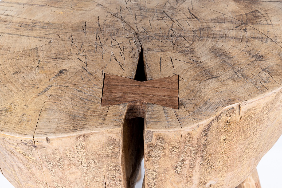 Pedestal table in oak brutalist design 1950