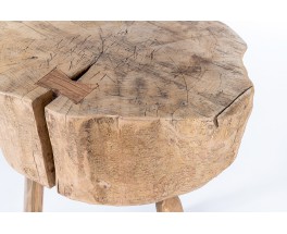 Pedestal table in oak brutalist design 1950