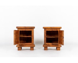 Bedside tables in elm burl 1980 set of 2