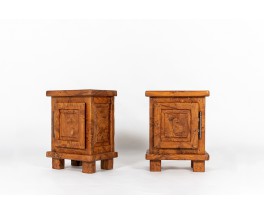 Bedside tables in elm burl 1980 set of 2