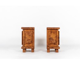 Bedside tables in elm burl 1980 set of 2