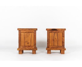 Bedside tables in elm burl 1980 set of 2