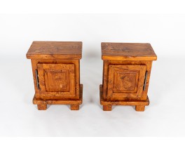 Bedside tables in elm burl 1980 set of 2