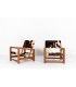 Armchairs in mahogany with cow skin fabric 1950 set of 2