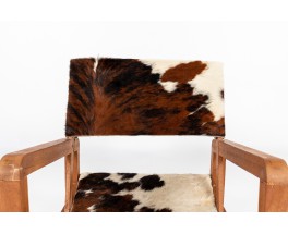 Armchairs in mahogany with cow skin fabric 1950 set of 2