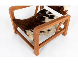 Fauteuils en acajou et peau de vache 1950 set de 2