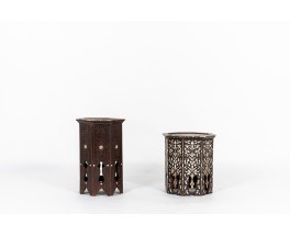 Stools in wood and mother-of-pearl Syrian design 1950