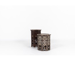 Tabourets bois et nacre design syrien 1950