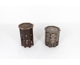 Stools in wood and mother-of-pearl Syrian design 1950