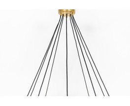 Suspension 10 feux en laiton et opaline design contemporain italien