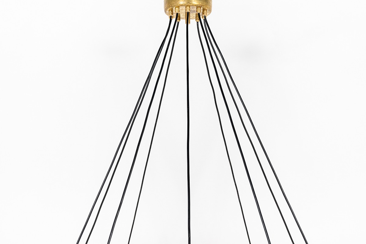 Suspension 10 feux en laiton et opaline design contemporain italien