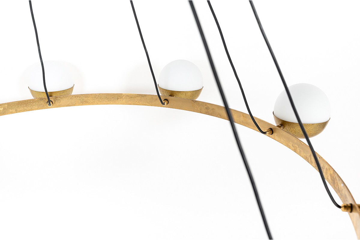 Chandelier 6 lights in brass and opaline Italian contemporary design