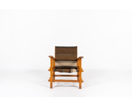 Fauteuil en hêtre et tissu kilim 1950