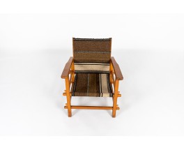 Fauteuil en hêtre et tissu kilim 1950