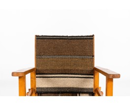 Fauteuil en hêtre et tissu kilim 1950