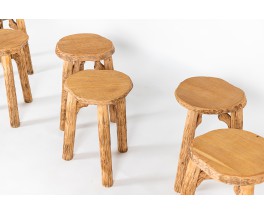 Stools in brushed oak 1950 set of 6