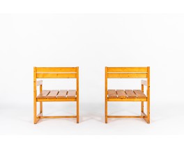 Andre Sornay armchairs in natural pine 1960 set of 2