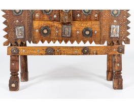 Cabinet in wood aluminum and mirror Indian design 1900