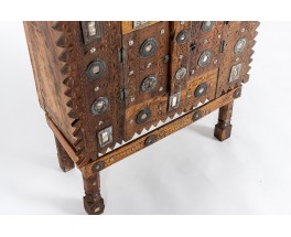 Cabinet in wood aluminum and mirror Indian design 1900