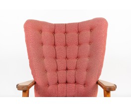 Fauteuil Guillerme et Chambron en chêne et tissu édition Votre Maison 1950