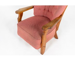 Fauteuil Guillerme et Chambron en chêne et tissu édition Votre Maison 1950