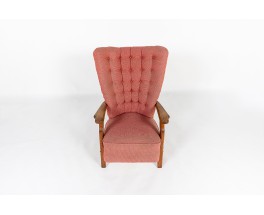 Fauteuil Guillerme et Chambron en chêne et tissu édition Votre Maison 1950