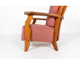 Guillerme and Chambron armchair in oak and fabric edition Votre Maison 1950
