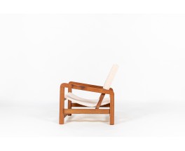 Fauteuil en acajou et tissu mouton beige 1950