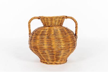 Vase oreille en rotin tressé 1950