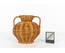 Vase in braided rattan 1950